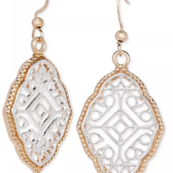 Style&Co Two-Tone Filigree Drop Earrings - Picture 2 of 3